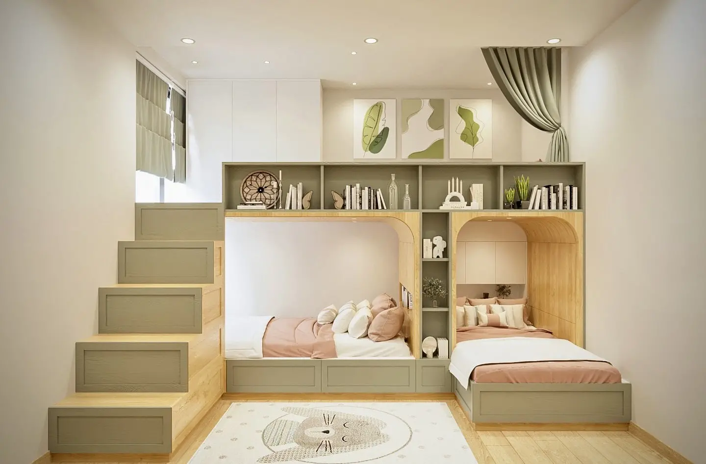 Thiết kế nội thất phòng ngủ 2 bé chung cư Everrich