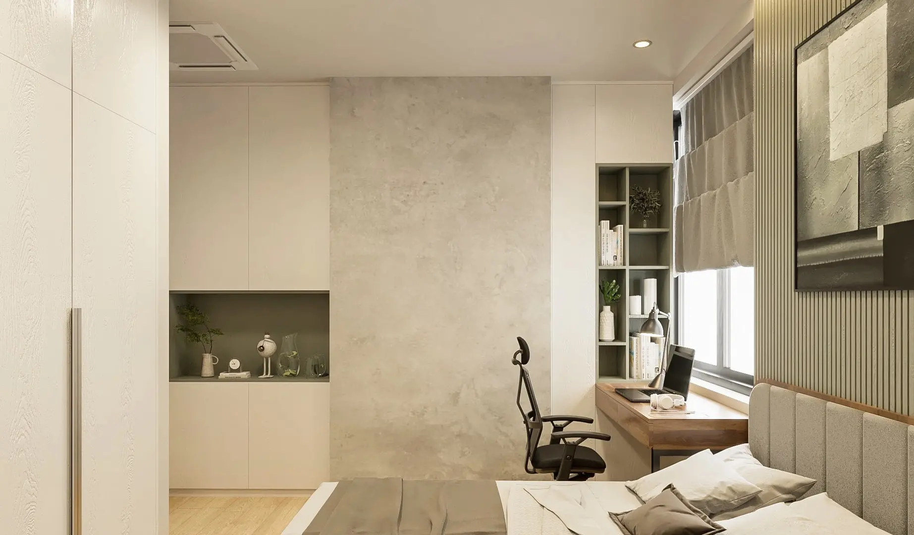 Thiết kế nội thất phòng ngủ 2 vợ chồng chung cư Everrich