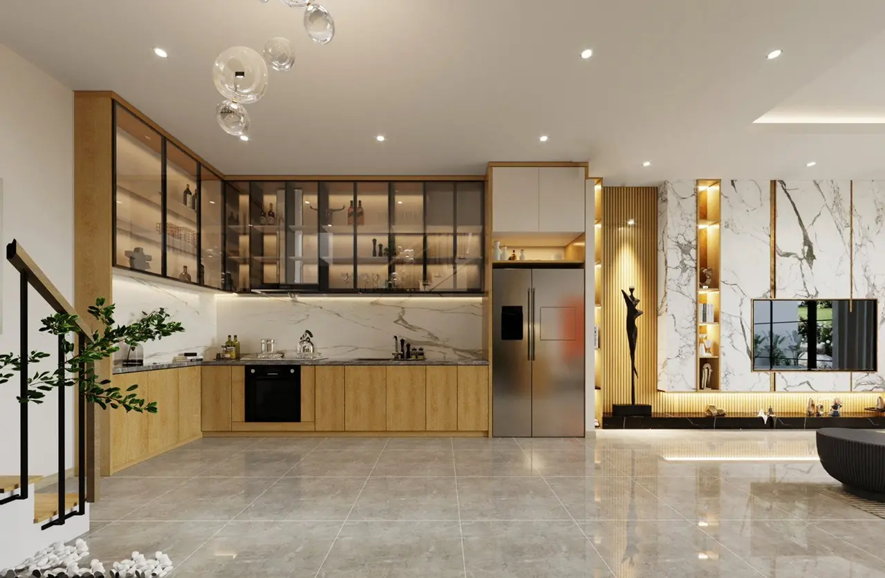  Thiết kế nội thất phòng bếp nhà anh Hiếu