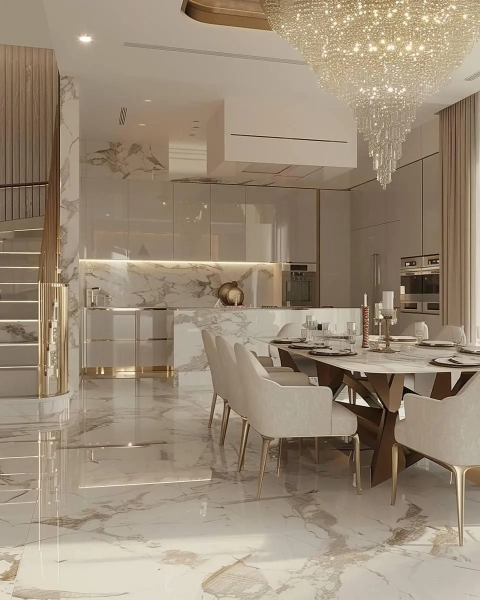 Thiết kế nội thất phòng bếp phong cách Luxury