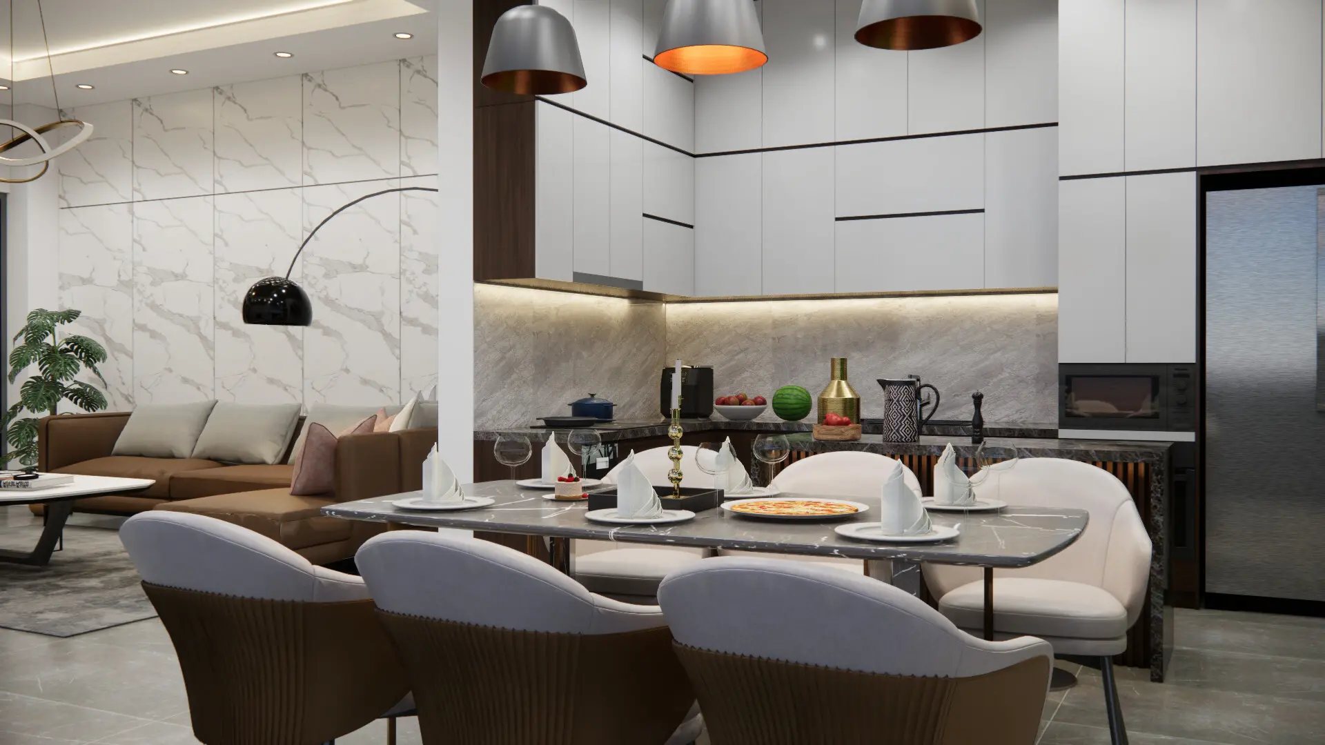 Thiết kế nội thất phòng bếp nhà anh Khôi