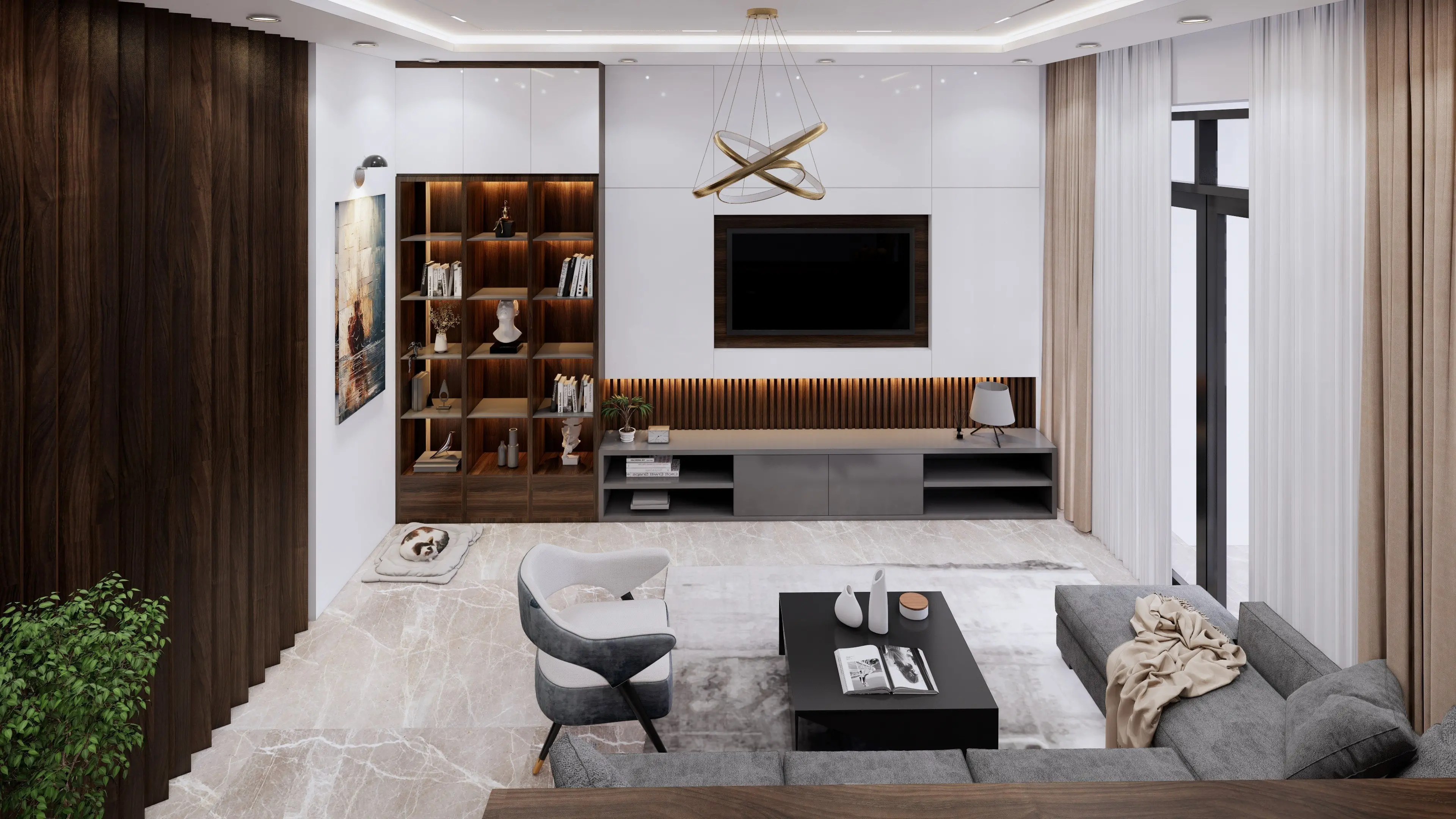 Thiết kế nội thất phòng khách nhà anh bé