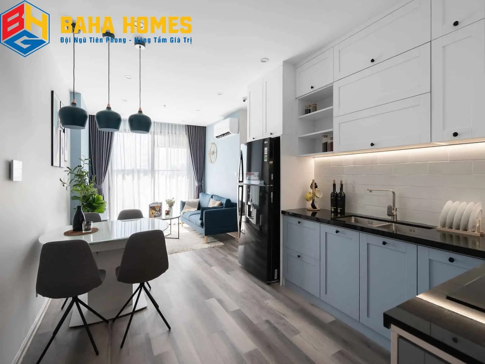 Thiết kế nội thất phòng khách căn hộ 2 phòng ngủ