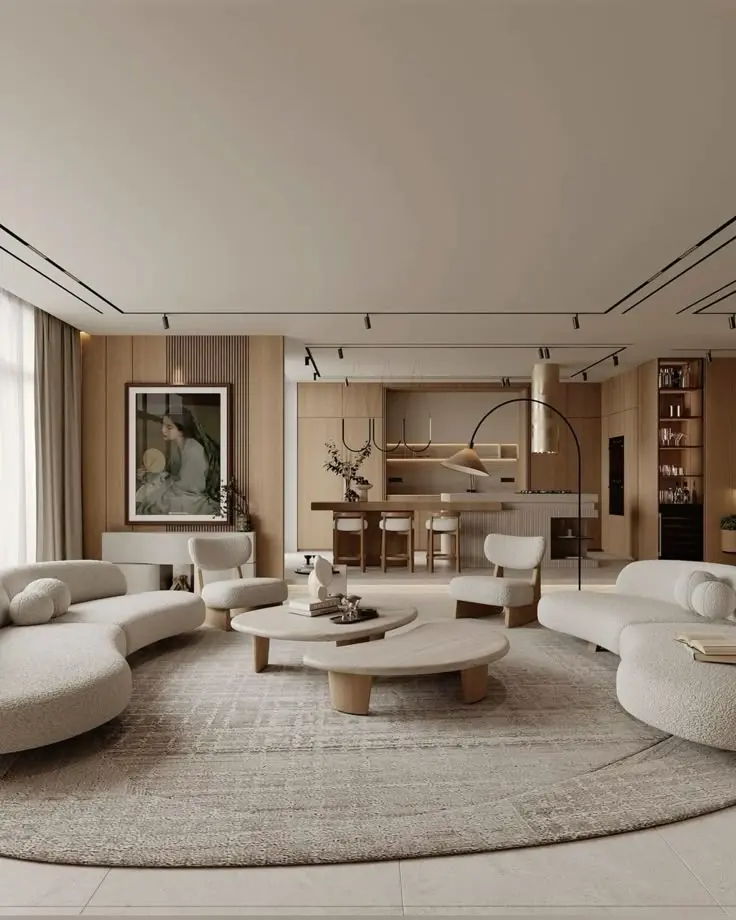 Thiết kế nội thất phòng khách phong cách Wabi-Sabi