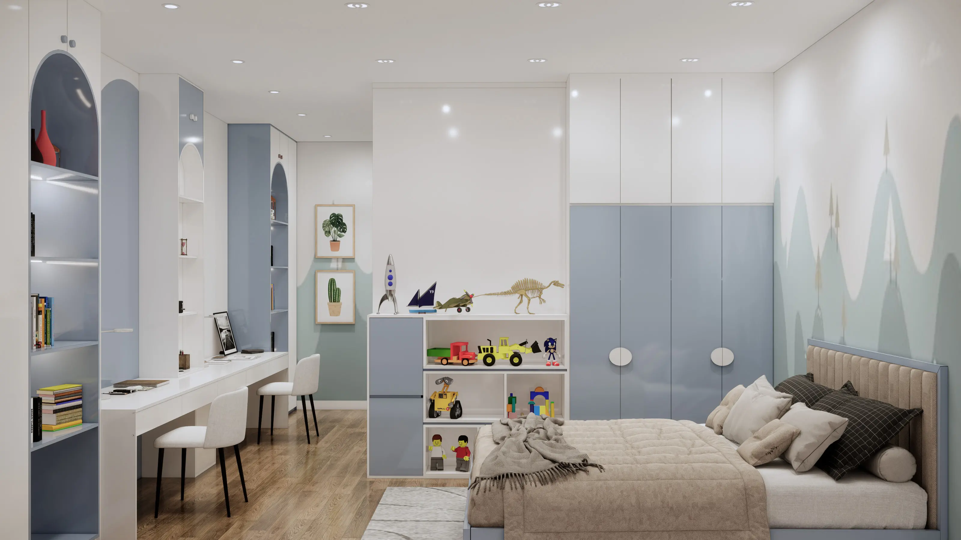  Thiết kế nội thất phòng ngủ 2 bé nhà anh Hiếu