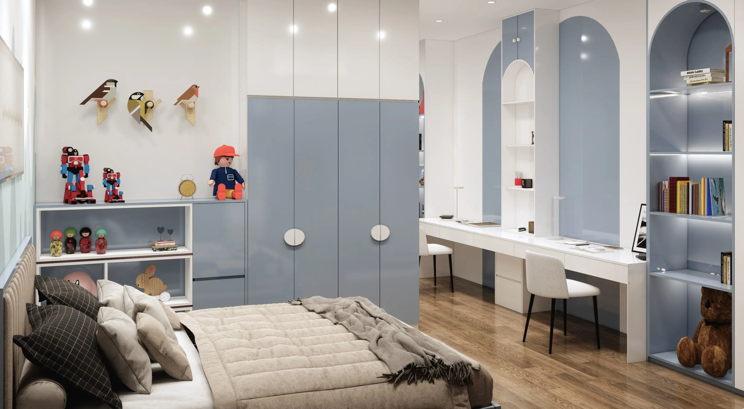 Thiết kế phòng ngủ cho 2 bé trai năng động