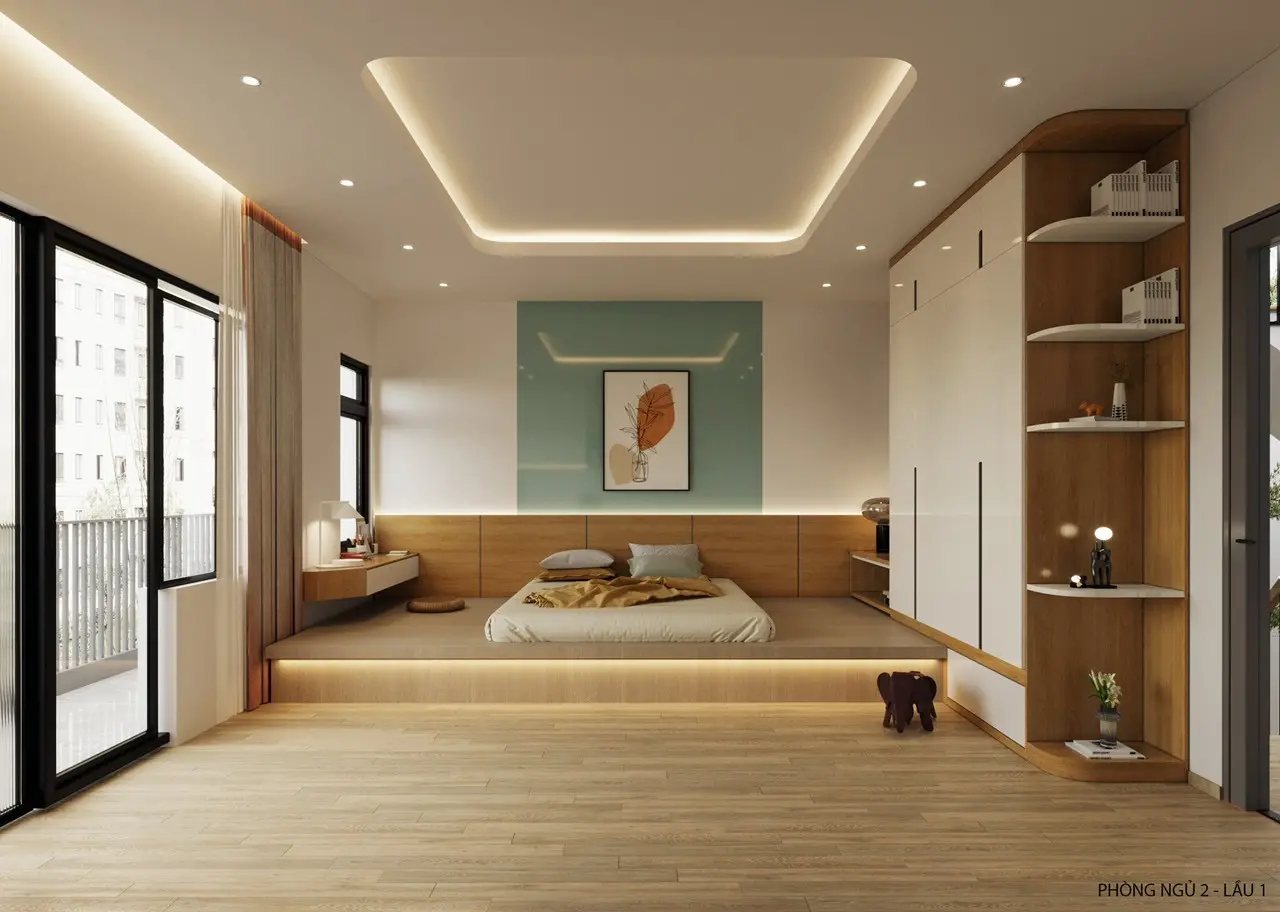 Thiết kế nội thất phòng ngủ nhà anh Hiếu