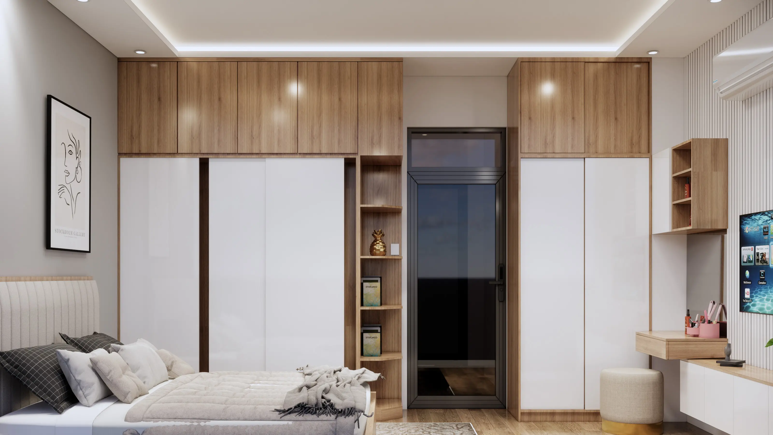 Thiết kế phòng ngủ tầng 2 với tông màu sáng