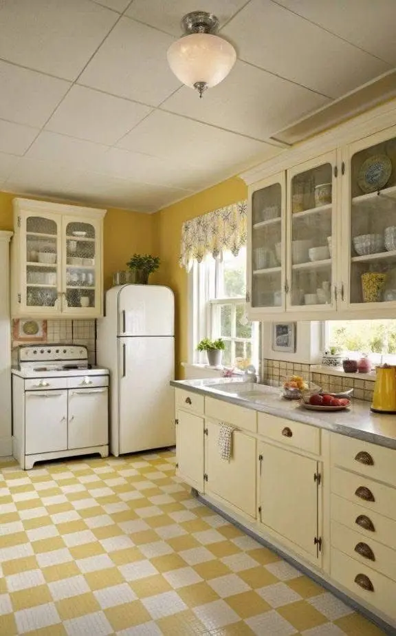 Thiết kế nội thất phòng bếp phong cách Retro