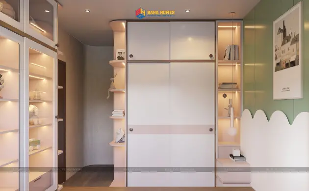 Tủ áo quần kịch trần trong phòng ngủ cho bé