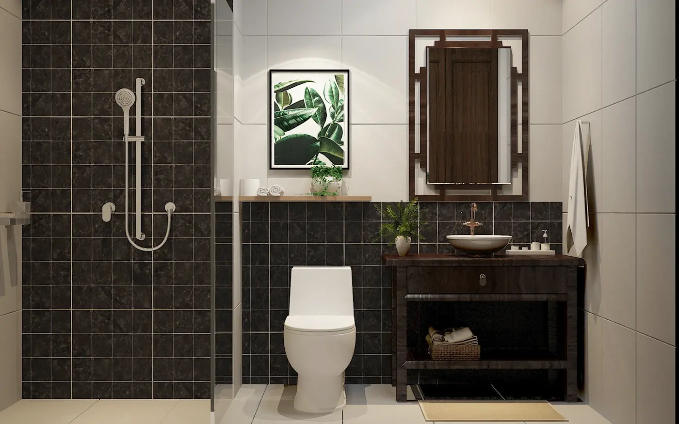 Thiết kế nội thất phòng tắm phong cách Indochine
